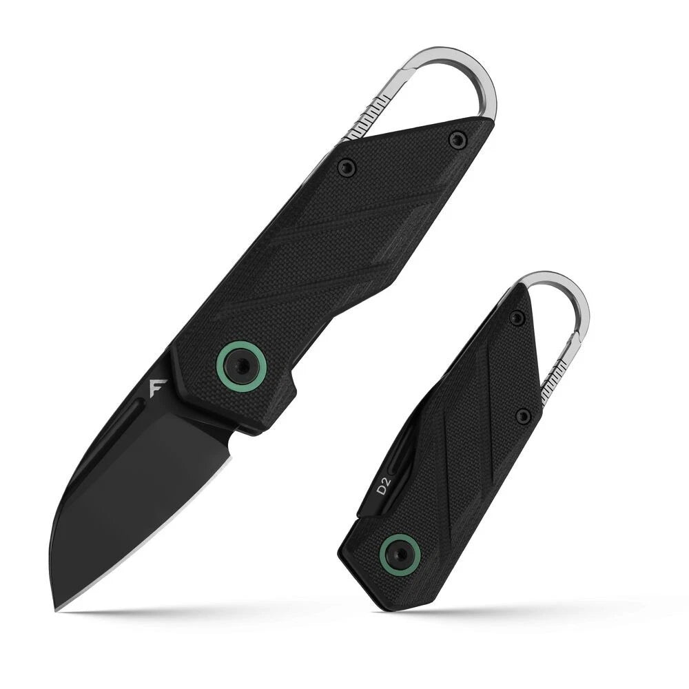 Flissa Mini Folding Pocket Knife With Carabiner Clip And 2" D2 Blades