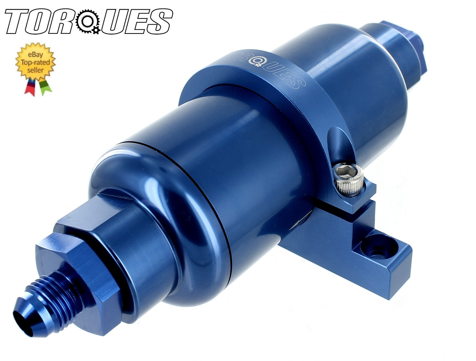 AN -6 (AN6 JIC -6) Blue Billet Fuel Filter 10 Micron + Billet Cradle