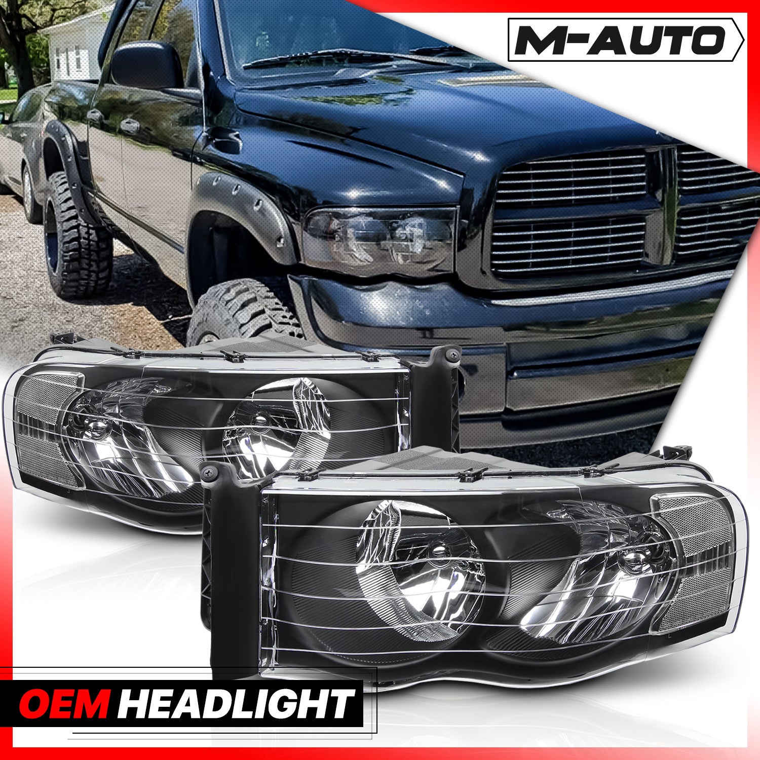 Headlight Lamp Set for 2002-2005 Dodge Ram