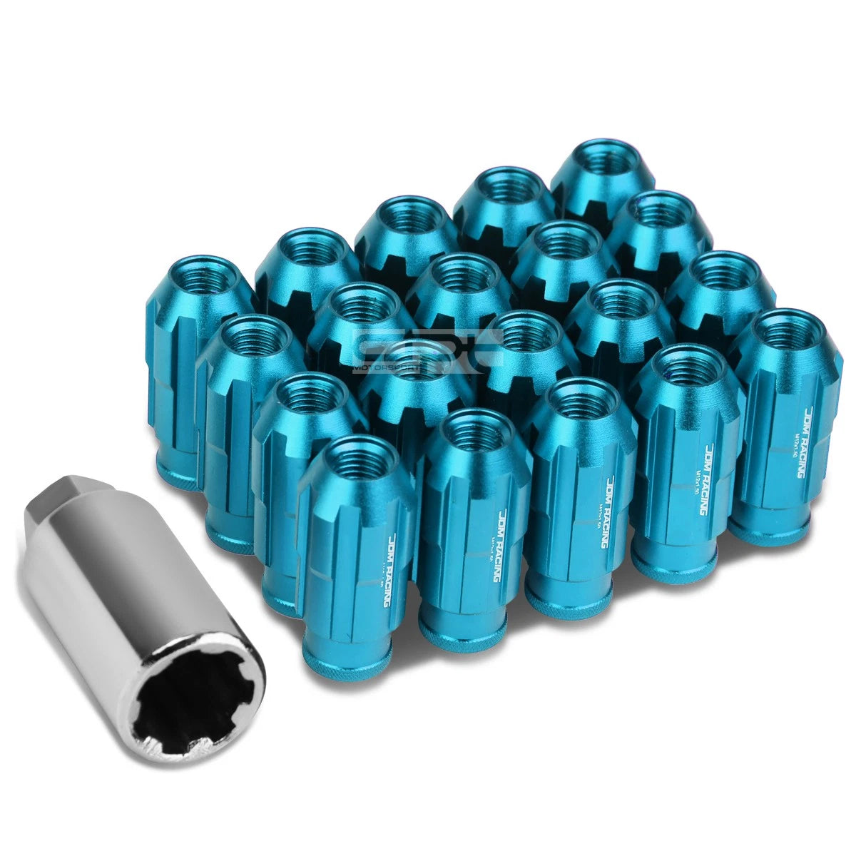 20 Open End M12x1.5 50mm Tall 24mm Od Sky Blue | Built Supply Co
