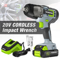 WORKPRO 20V Cordless Impact Wrench 320ft Pound Max Torque 1/2-inch