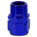 16-An Female Flare To 1" NPT Male Blue Aluminum B-Nut Swivel Coupler