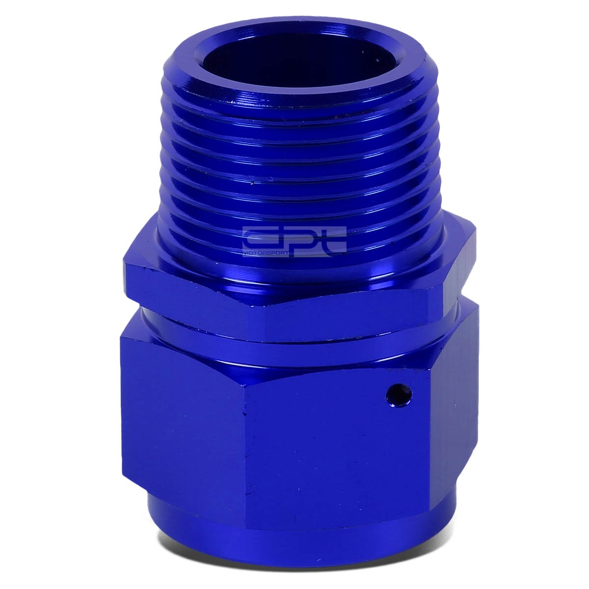16-An Female Flare To 1" NPT Male Blue Aluminum B-Nut Swivel Coupler