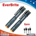 EverBrite 2pcs Mini Pen Light Rechargeable Pocket Pen Flashlight 4 Light Modes