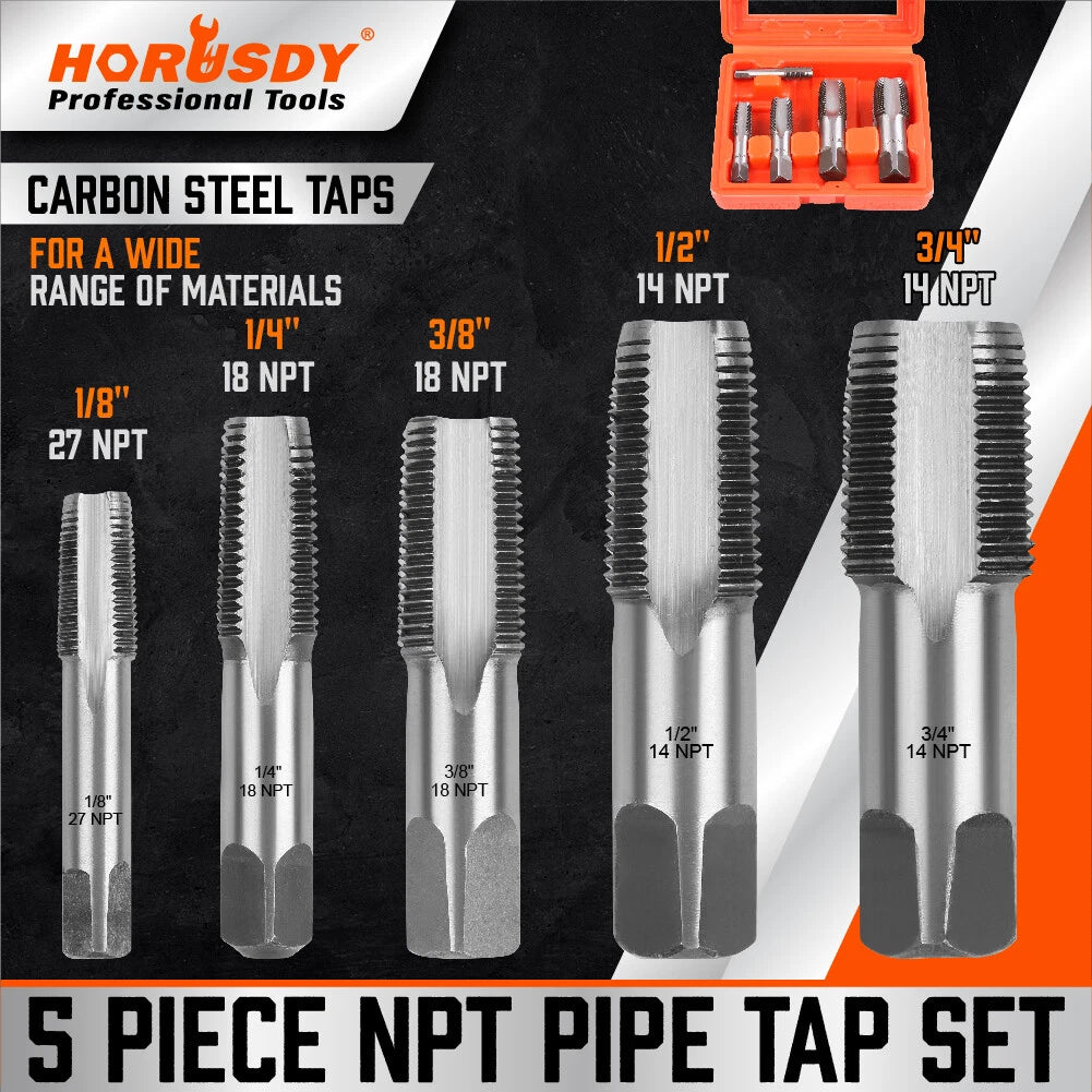 Npt Pipe Tap Set 1/8" 1/4" 3/8" 1/2" And 3/4" With | Built Supply Co