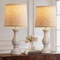 Farmhouse Table Lamps Set of 2 - Rustic Bedroom Lamps for Living Room