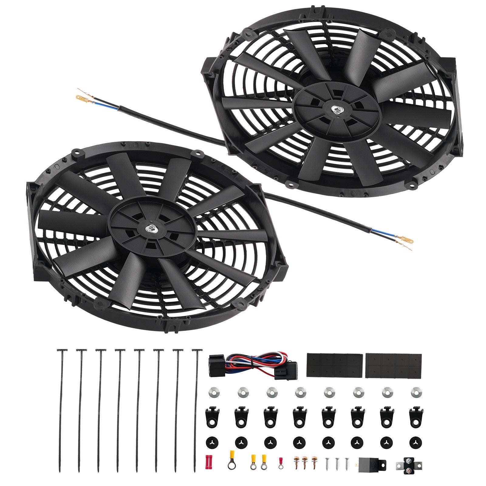 2X 12 Inch Electric Cooling Fan Universal Radiator Fan Assembly 12V