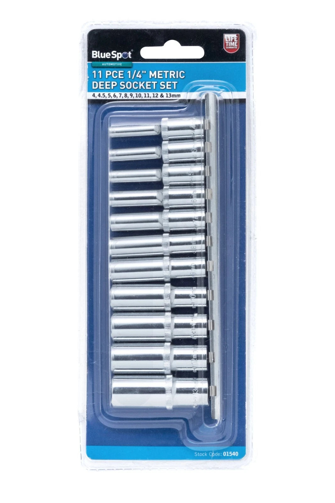 Blue Spot 1/4" Drive Metric Deep Socket Set 4-13mm Long Reach Sockets
