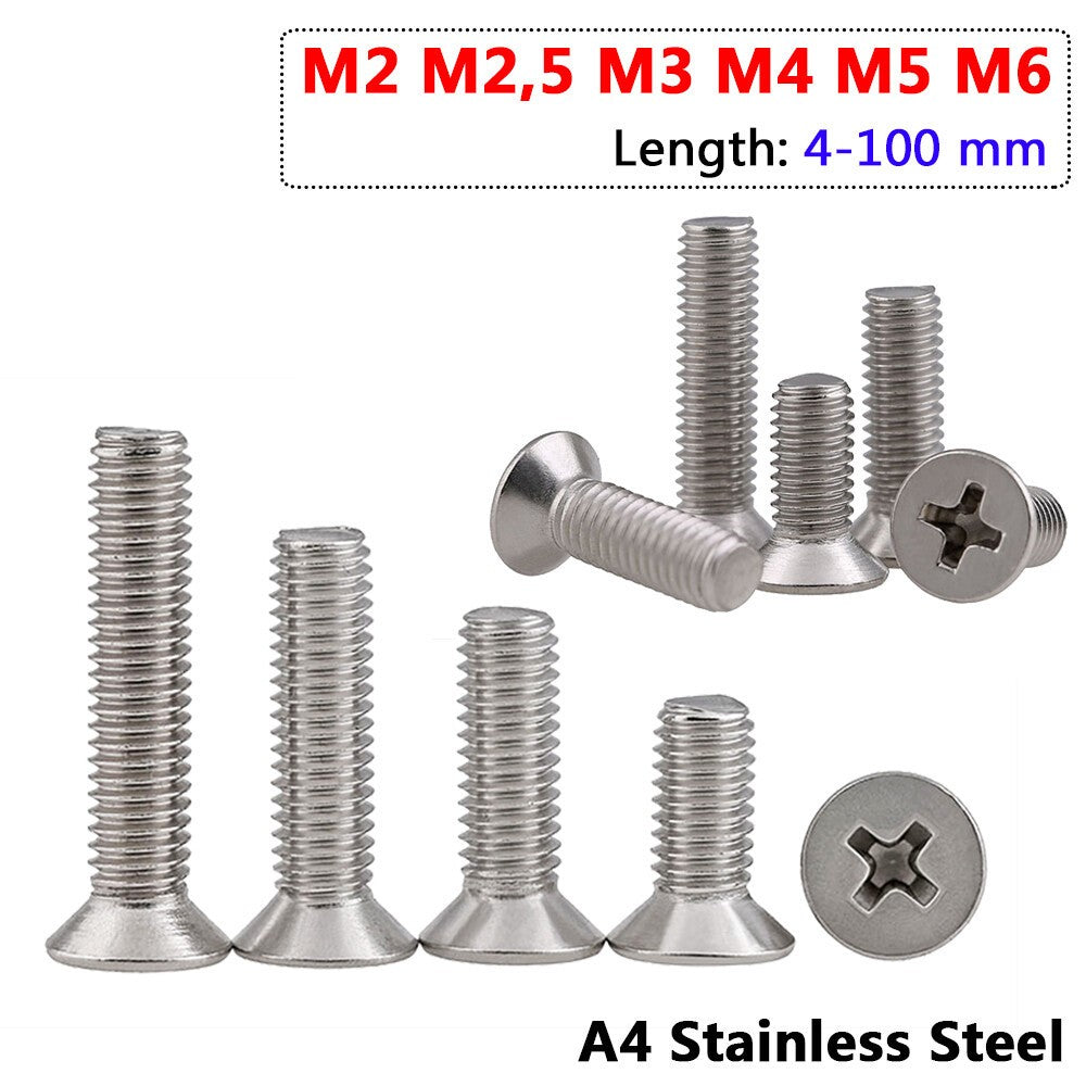 Phillips Countersunk Screws - A4 Stainless Steel