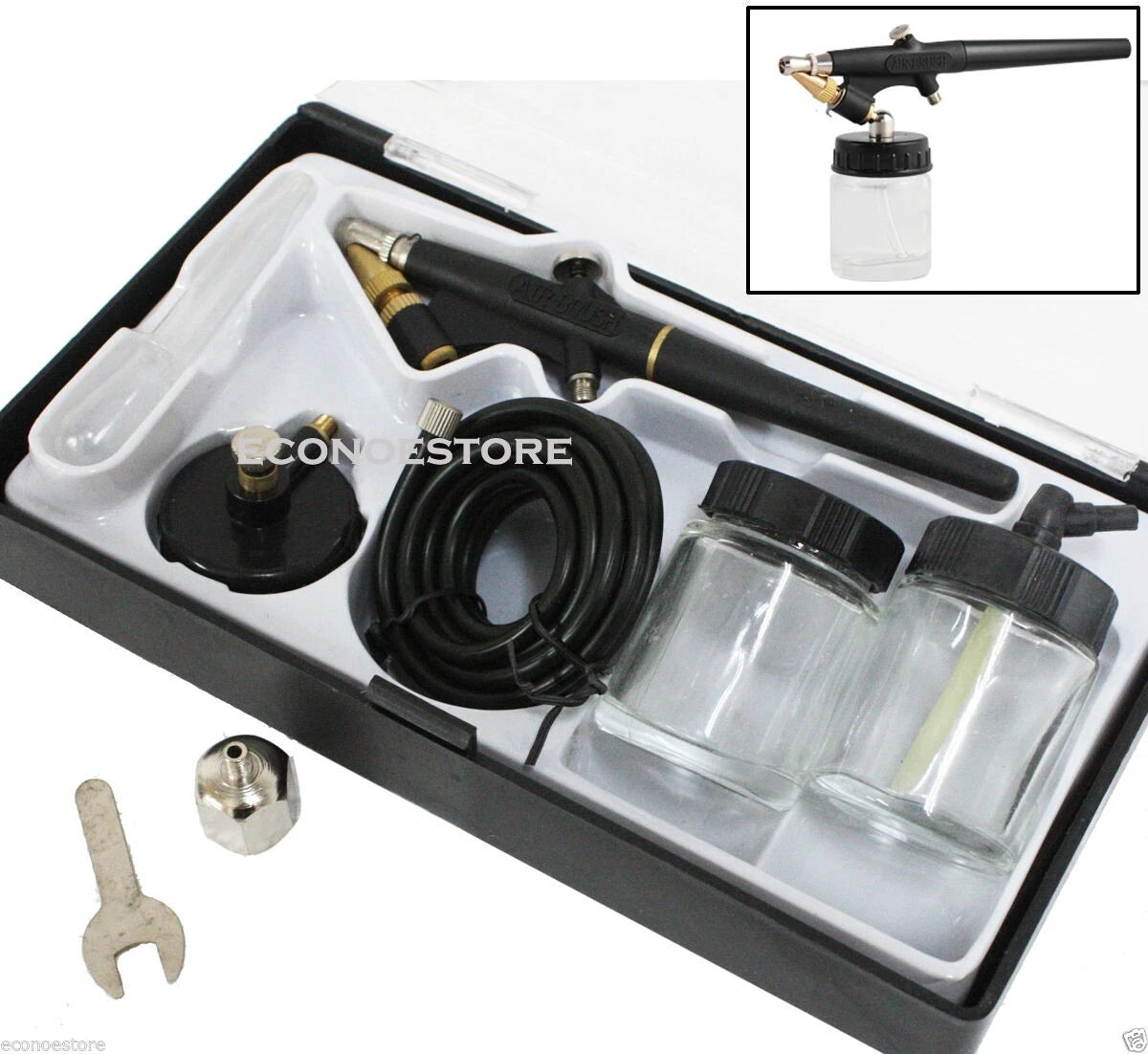 Tattoo Nail Arts Single-action Siphon Feed Airbrush W/ Hose & Bottle