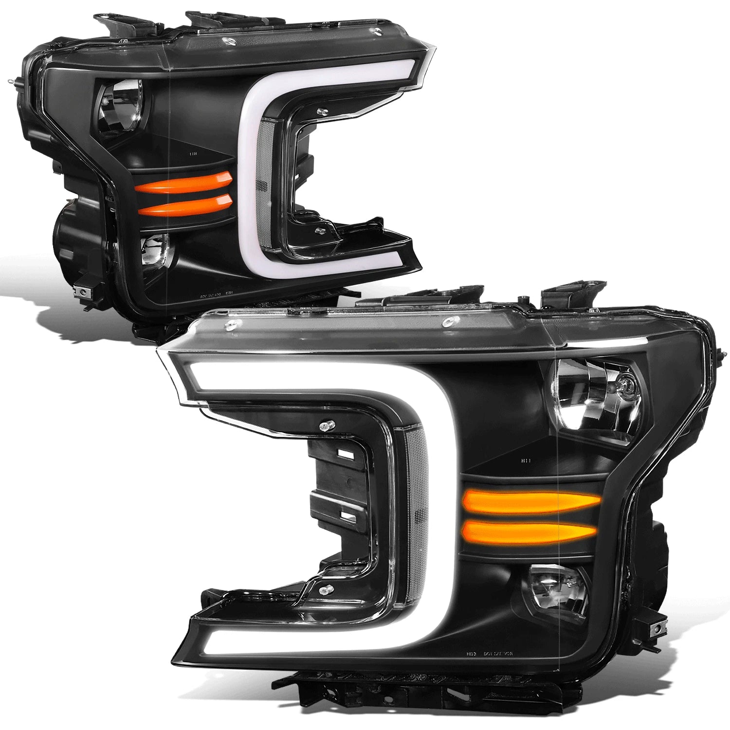Fit 18-20 Ford F150 Black/ Clear Led Drl Headlights | Built Supply Co