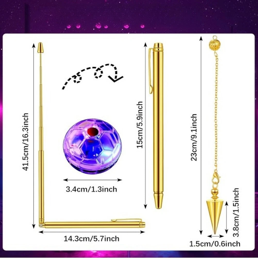 Dowsing Rod Set With Copper Handles And Pendulum Extendable 5.6 To