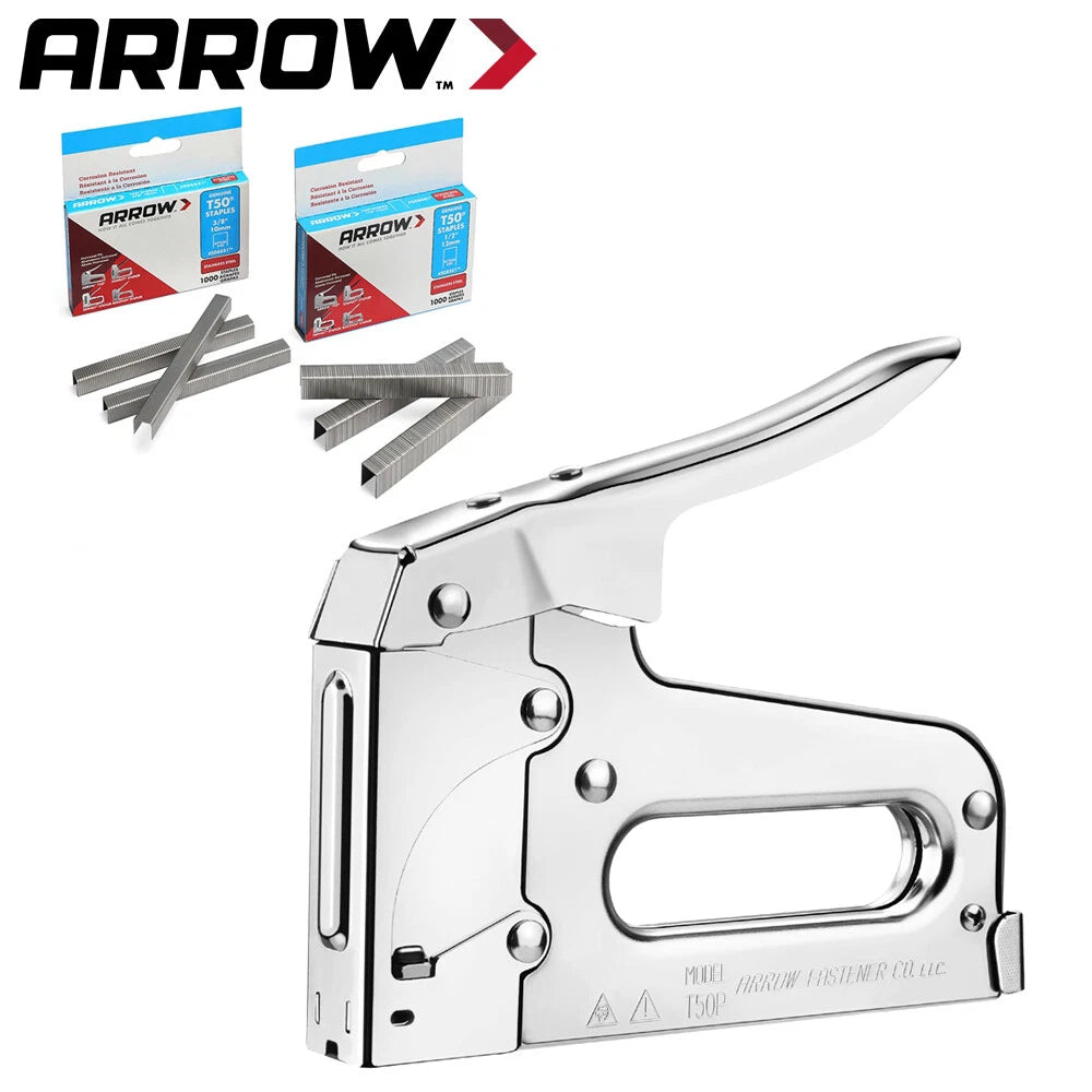 Arrow T50 Heavy Duty Staple Gun Kit With T50 1/4" 3/8" 1/2" Steel