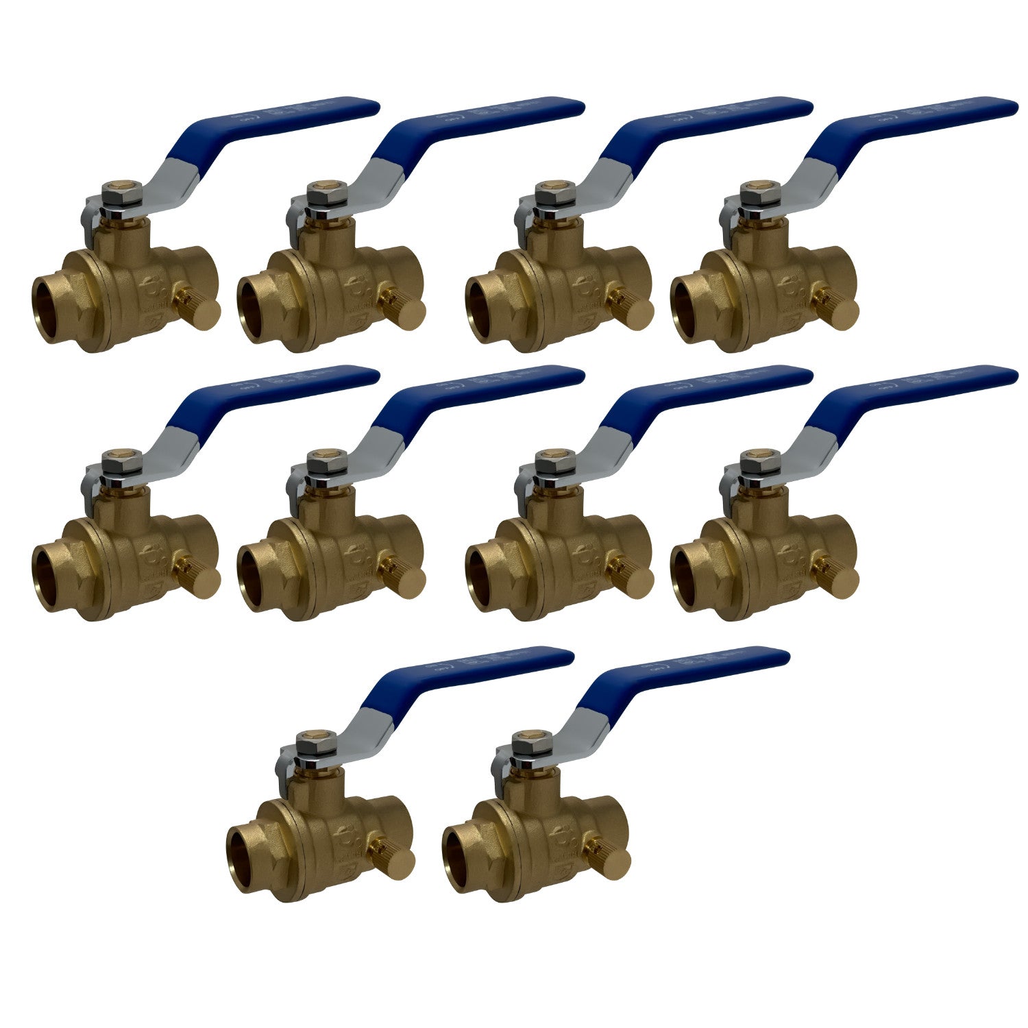 XFITTING 1/2" Sweat Ball Valve with Drain & Cap 10 Pack