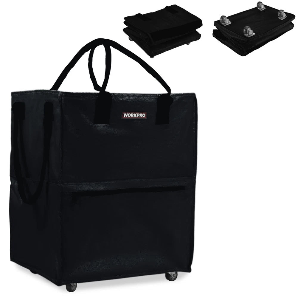 36-gallon Large Rolling Grocery Bag Wide Zipper Tote 110 Lbs Capacity