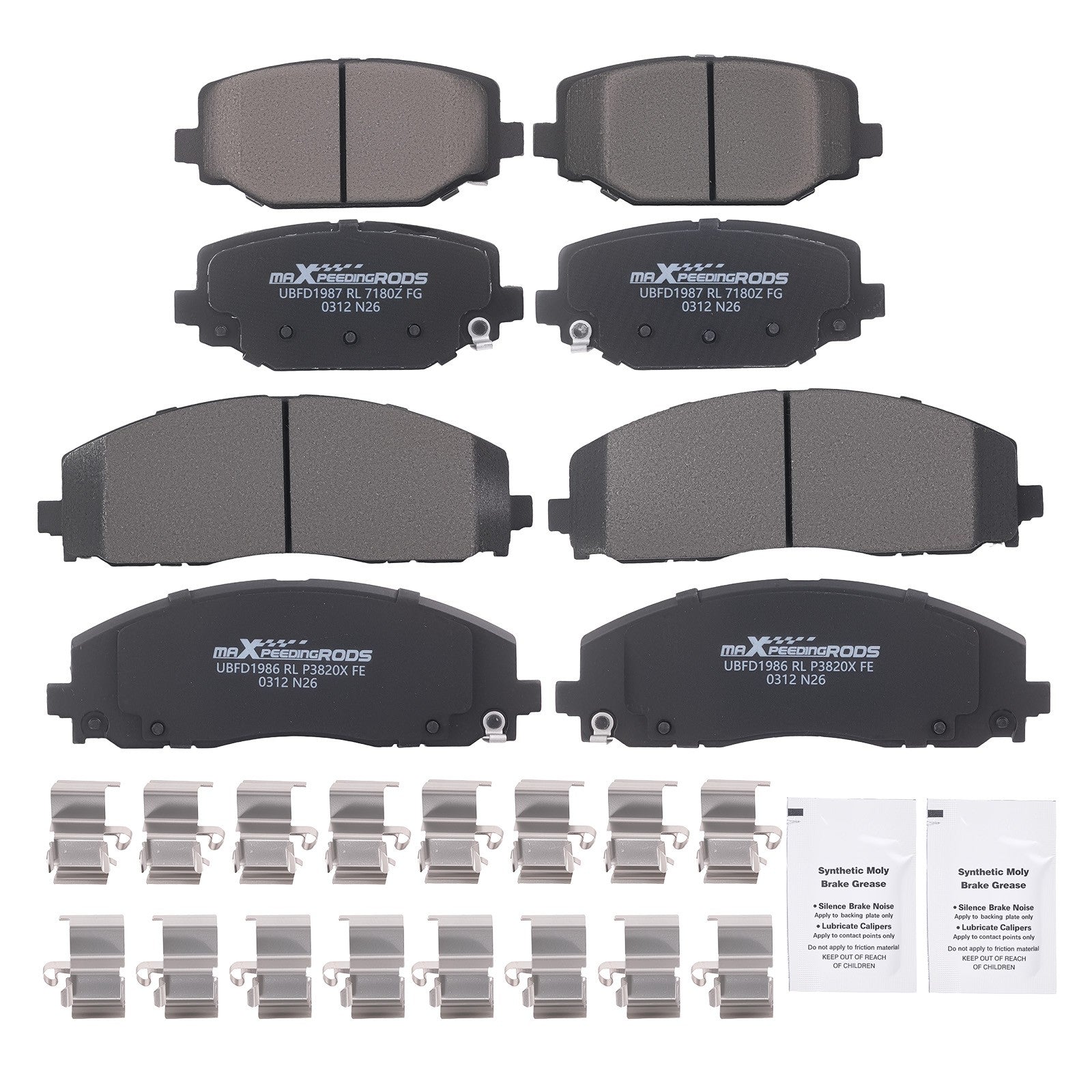 8x Front Rear Disc Brake Pads Kit for Chrysler Town & Country/Ram C/V