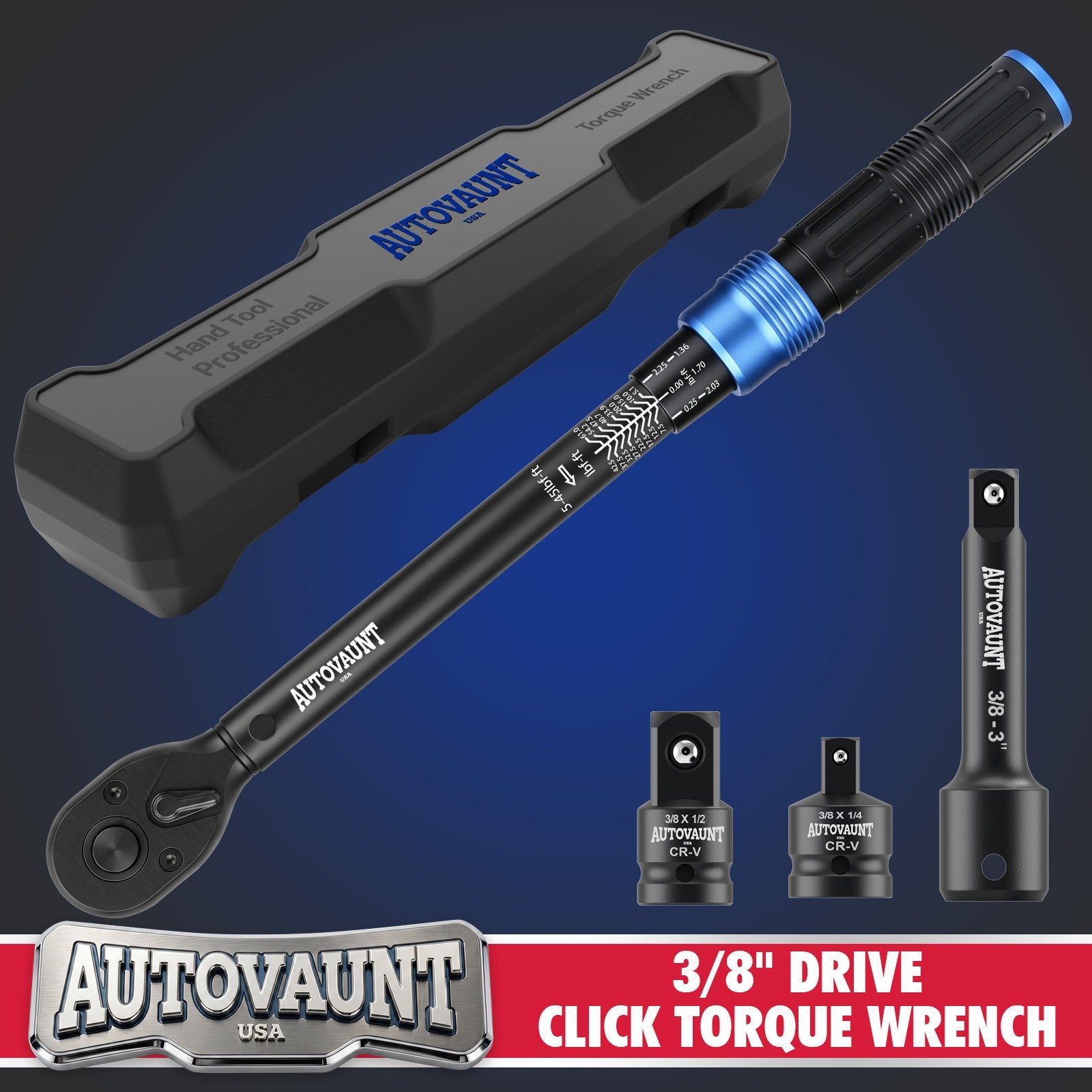 3/8" Torque Wrench Snap Socket Professional Drive Click Ratcheting