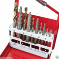RIGHT HAND 10 PC STEEL SCREW EXTRACTOR DRILL BITS W/ METAL BOX #93189