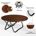 Villey Portable Bamboo Round Folding Table Camping Halffold Table