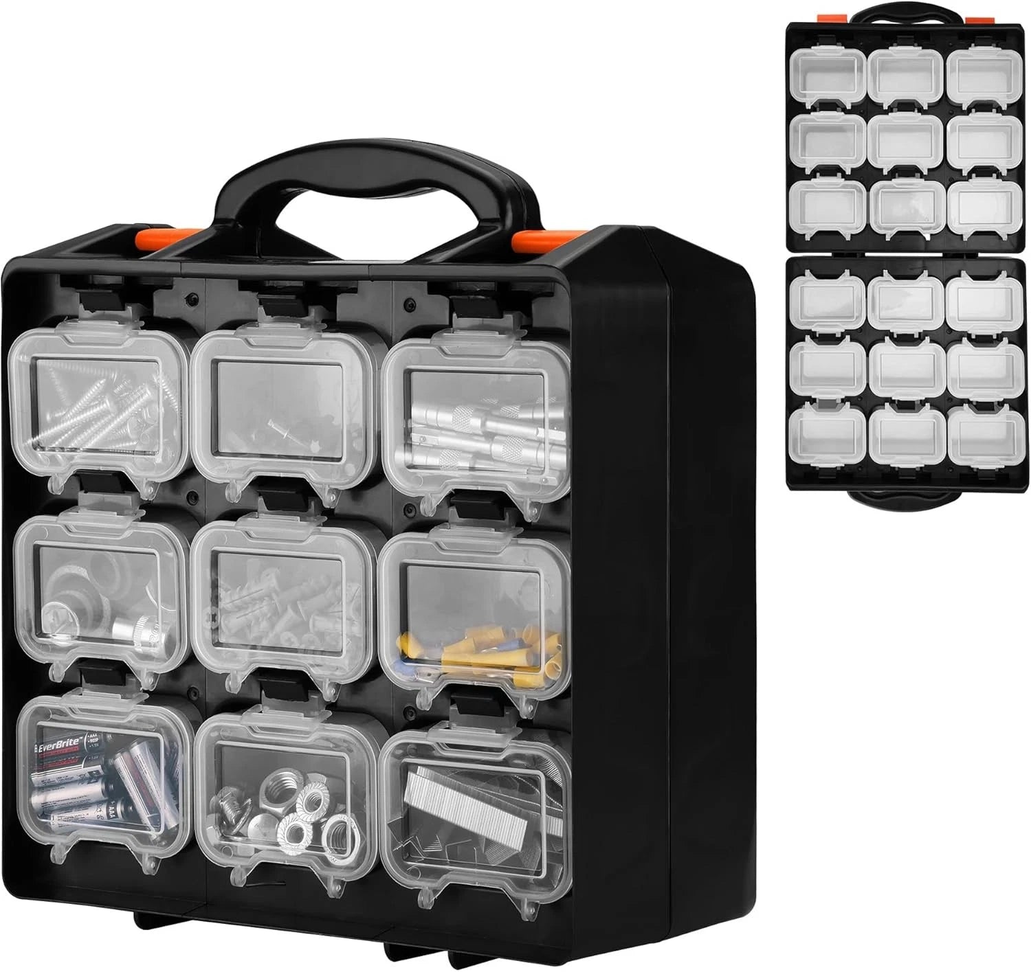 Valuemax Small Parts Organizer Box, Double-sided Tool Box With 18