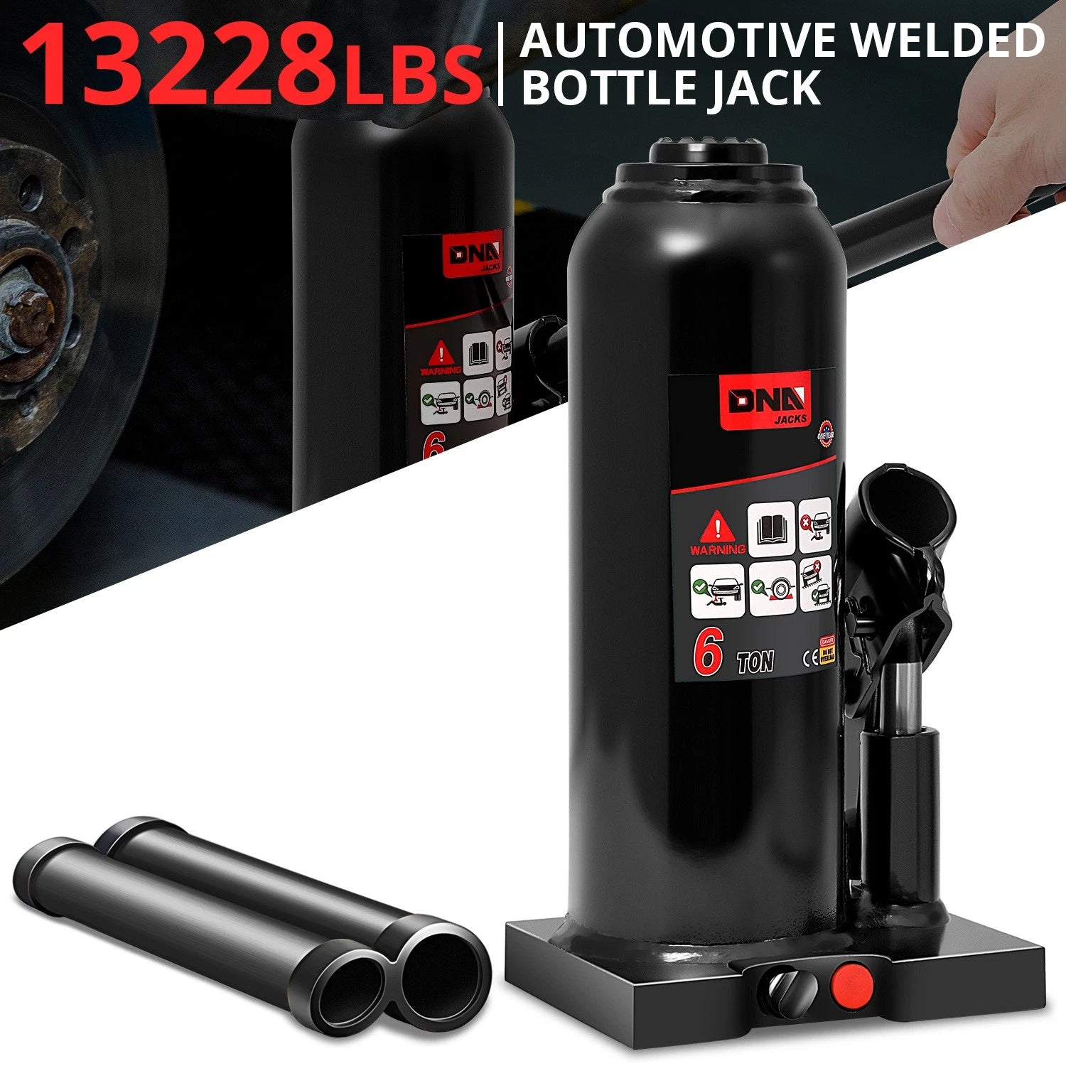 Black 17'' 6 Tons Manual Automotive Hydraulic | Built Supply Co