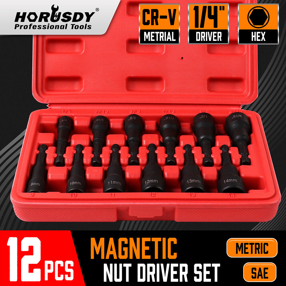 12PC Magnetic Nut Driver Bit Set 1/4" Shank Quick Change