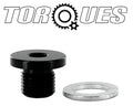 M10x1.0 Round Head Port Plug with Washer in Black