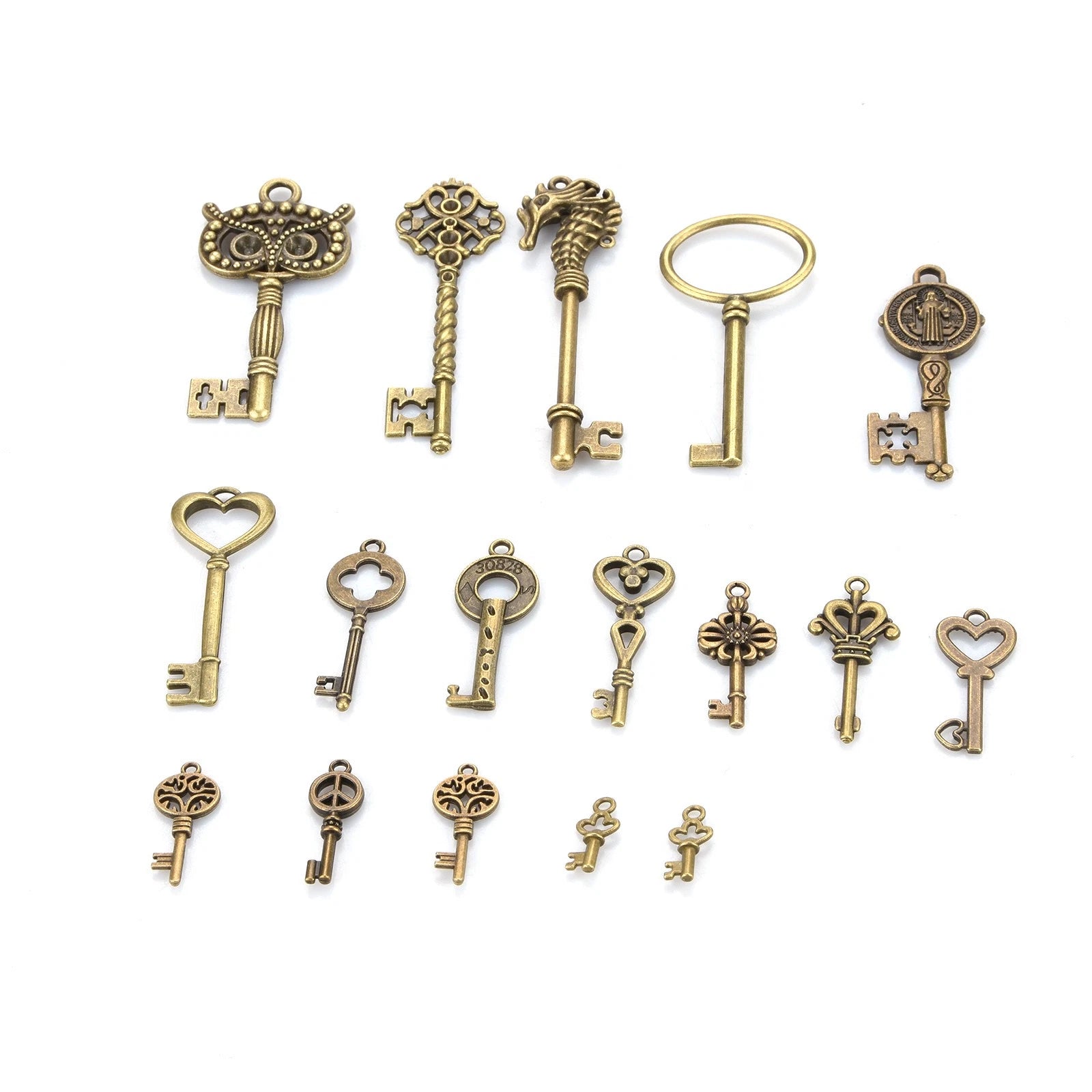 17pack Retro Bronze Vintage Classic Keys Steampunk Cogs Gears Diy