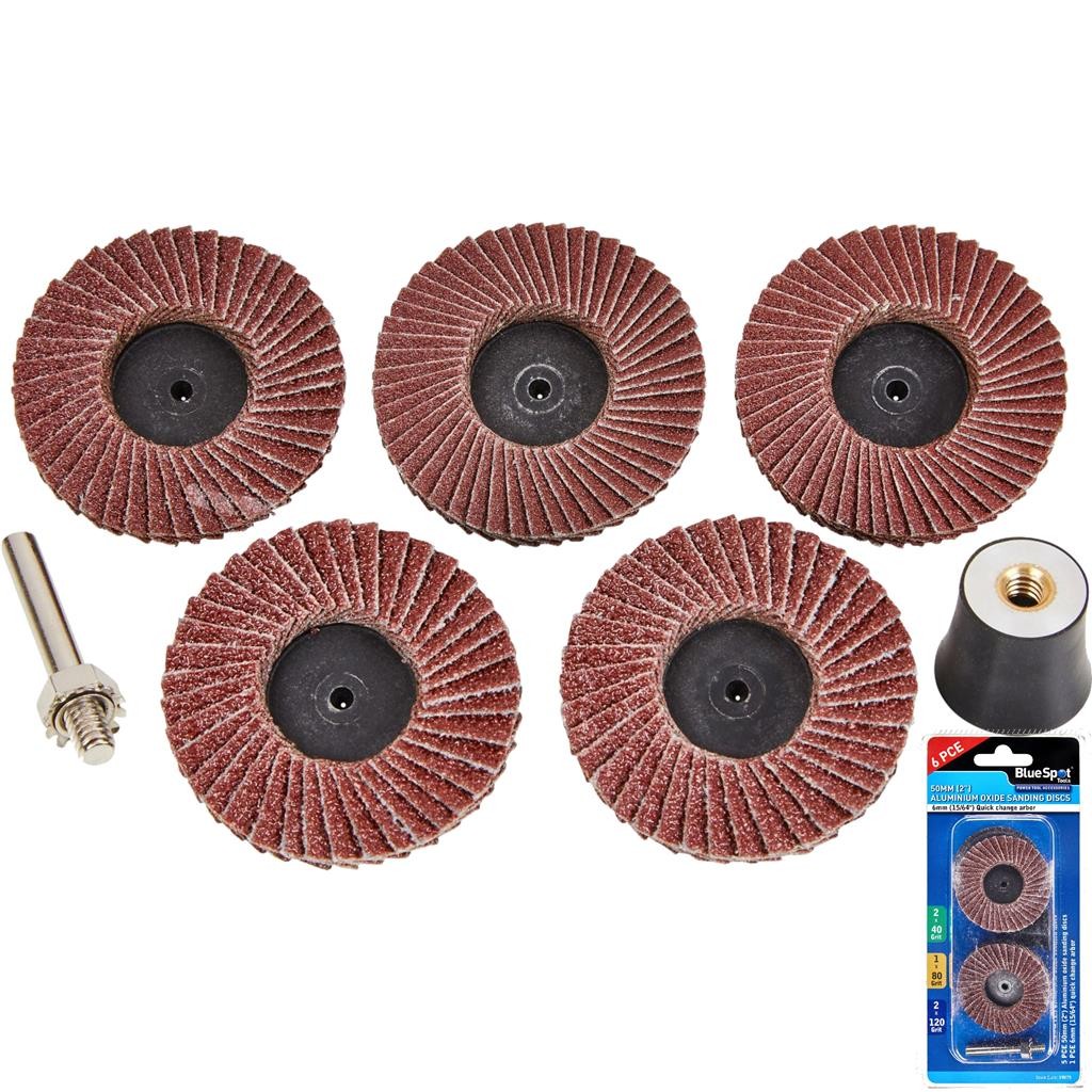 BlueSpot 6pc 50mm Sanding Disc Set by BlueSpot