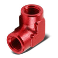 Female 1/4" NPT Pipe Piping Red Anodized Finish Aluminum 90 Fitting