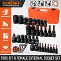31pc E Tamper Proof Security Star Female 1/4" 3/8" 1/2" External