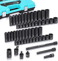 DURATECH 55-PC Socket Set 1/2''&6 Point Impact Socket Set 7 Accessories included