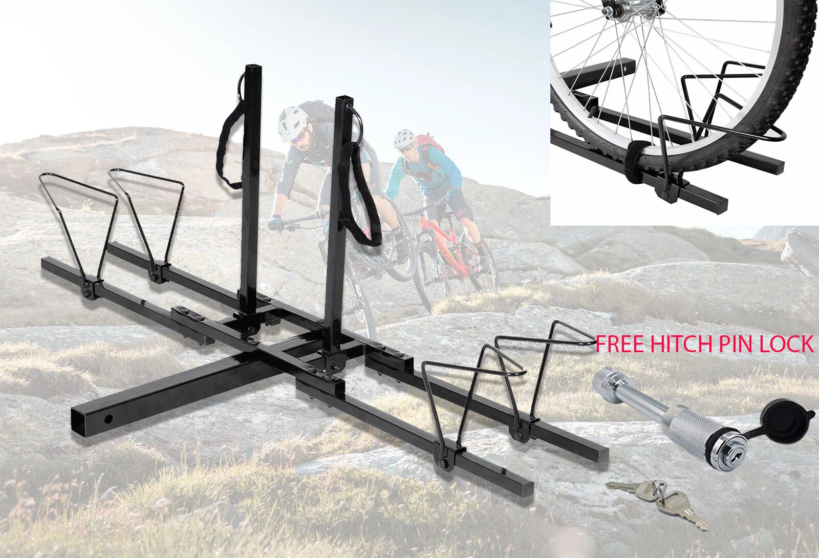 Double Bike Bicycle Hitch Mount Adjustable Platform Bikes Rack