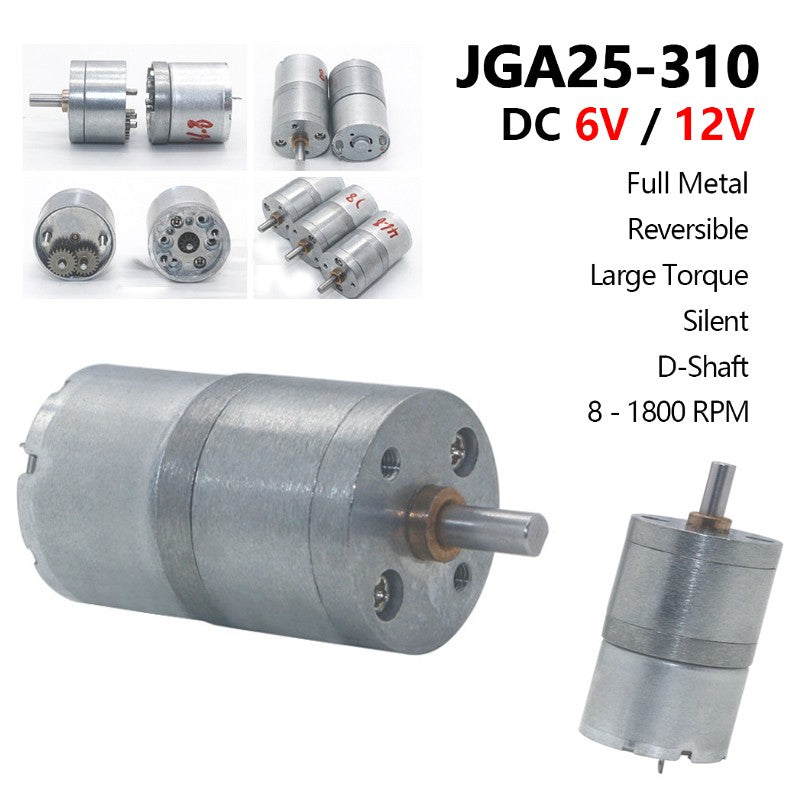 Mini DC Gearmotor 25mm 6V 12V Precision Reversible