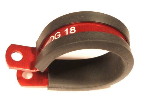 Red Anodised Rubber Lined Fuel Filter P Clip / Clamp