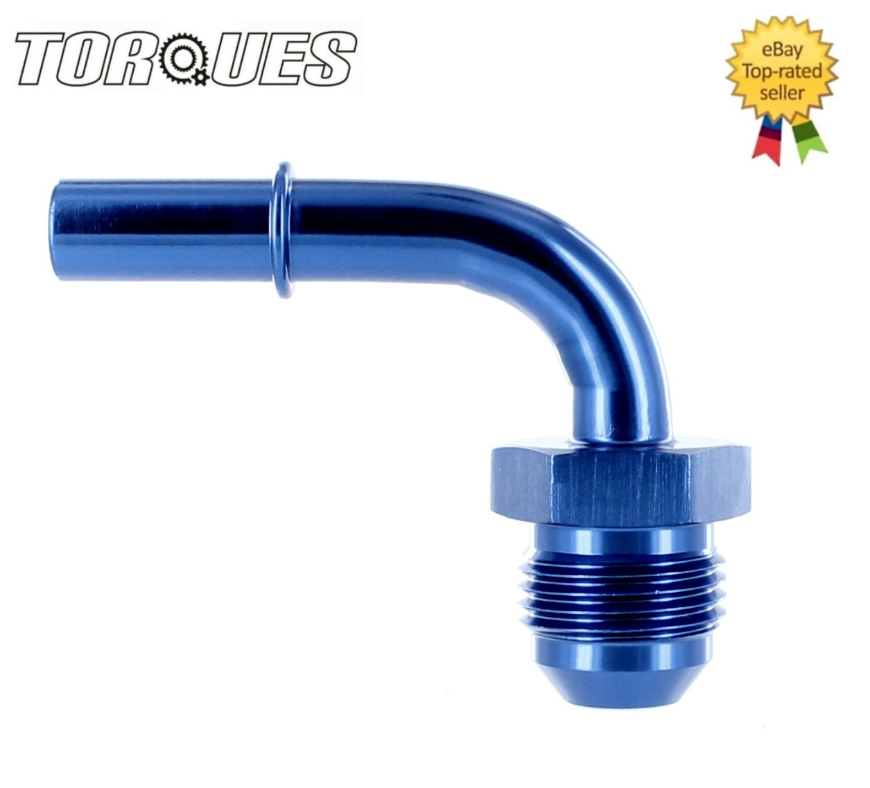 An -8 90 Degree Quick Connect 3/8" Male Fuel Hose / Line Adapter