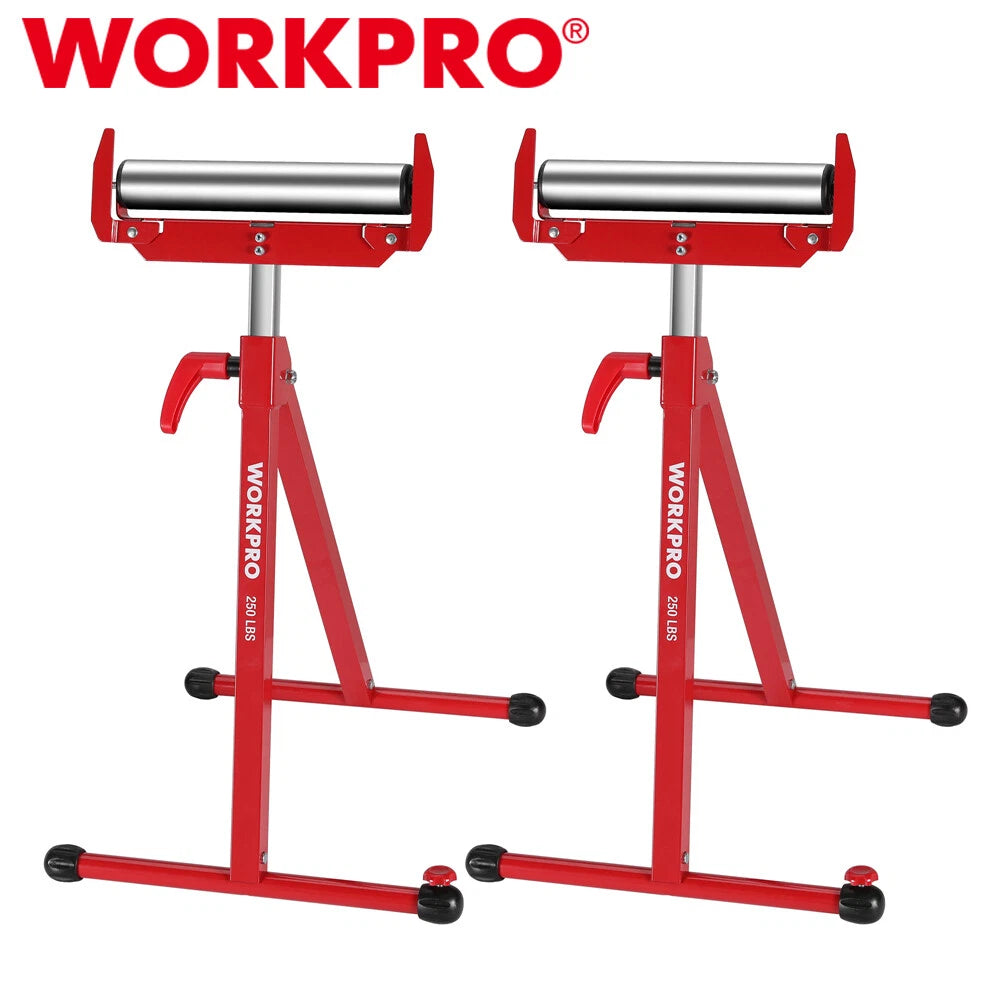 Workpro 2-pack Folding Roller Stand Height Adjustable Heavy Duty