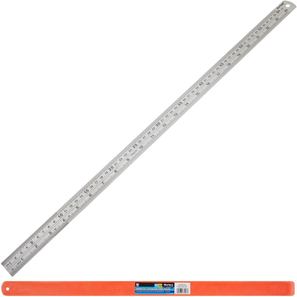 BlueSpot Stainless Steel Ruler - Durable Metric/Imperial 600mm by BlueSpot