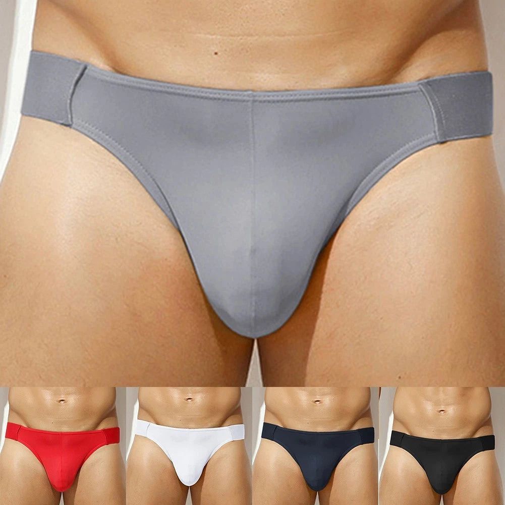 Men's Ice Silk Underwear With Low Rise Briefs And U Convex Pouch For