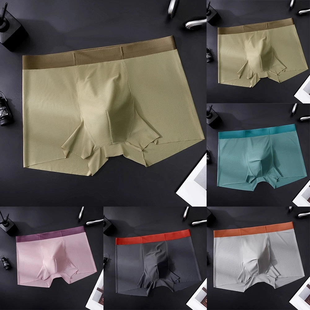 Men's Athletic Boxer Shorts In Ice Silk With Seamless Edge And 3d