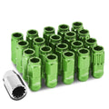 Aluminum Green 16 Lug+4 Lock Nuts+adapter M12x1.5 21mm Od/50mm Tall