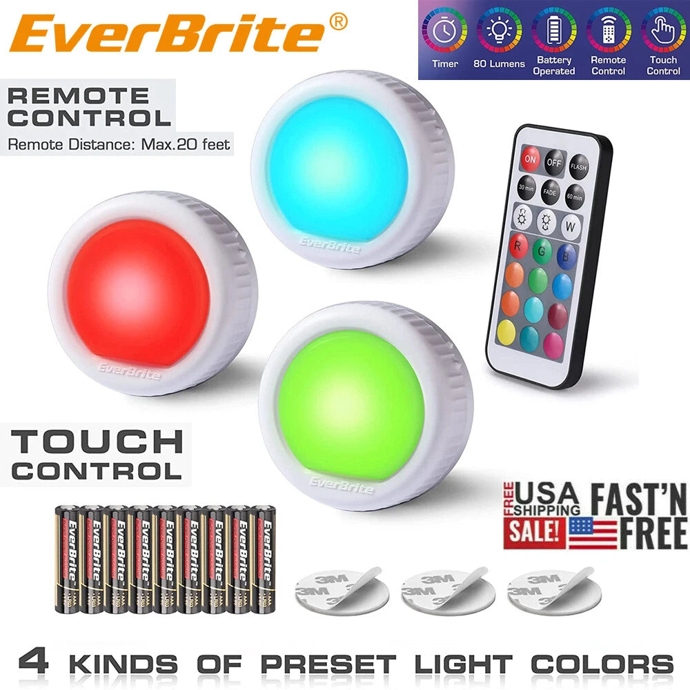 Everbrite Led Puck Light Tap Light Push Light Wireless Touch Light