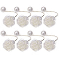 8 Pack Pearl Napkin Rings Exquisite White Napkin Holder Rings For