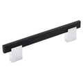 Euro Bridge Style 5-1/32" Centers Chrome Black Cabinet Pull Handle