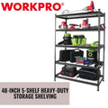 WORKPRO 5-Tier Metal Storage Shelving Unit Storage Rack Shelf 24"D x 48"W x 72"H