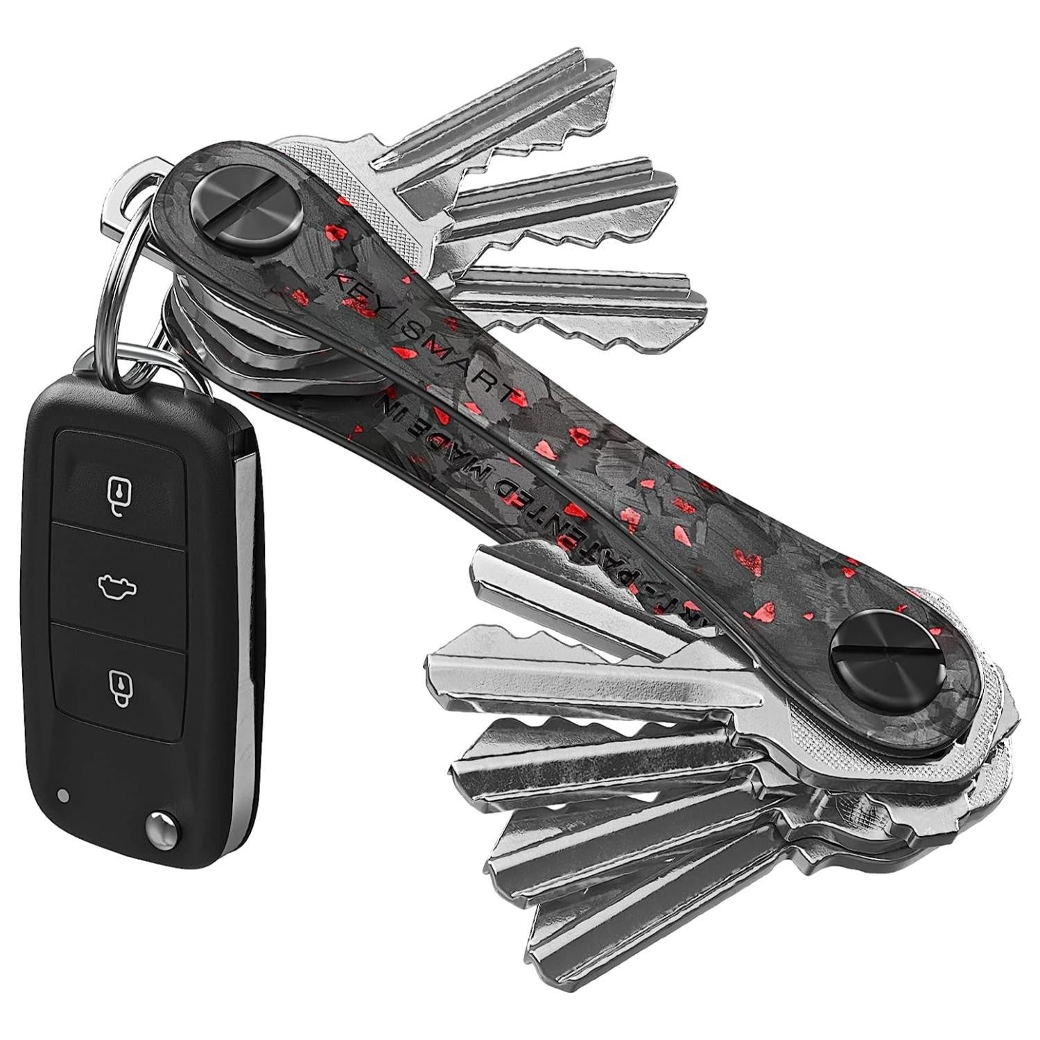 Keysmart Original Compact Key Holder Forged Fibre Carbon Red