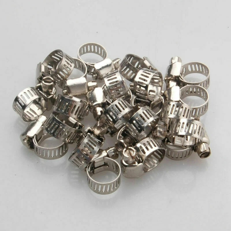 1/2"-3/4" Adjustable 13-20mm Clip Metal Drive Hose Clamps Fuel Line