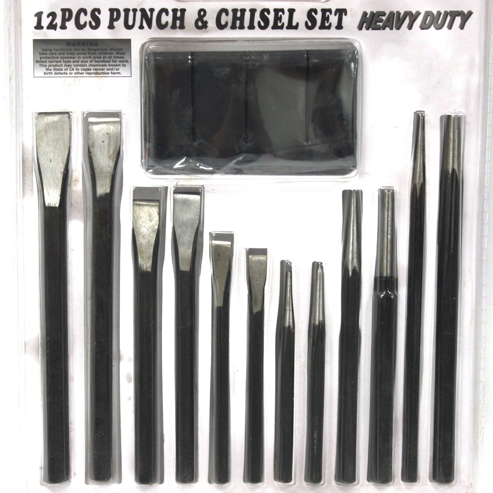 12pc Heavy Duty Punch & Chisel Set Industrial Cold Chisel Pin Center Punches