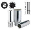 1/2" Dr. Cr-V Deep Socket 77mmL Individual 8-32mm by Force