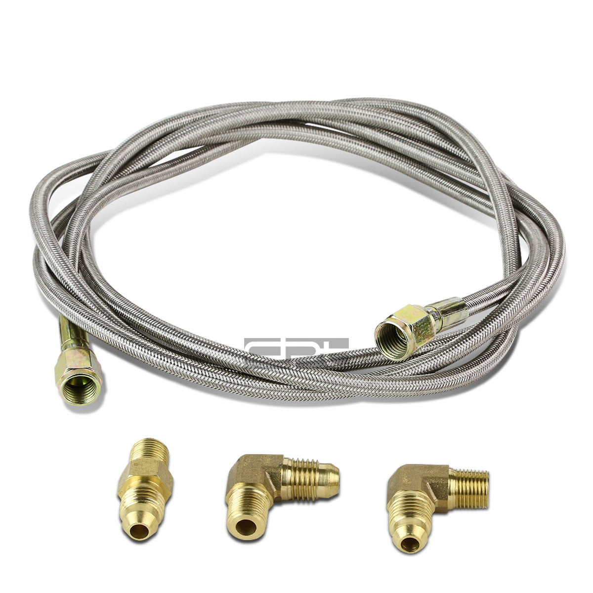 77" Braided Oil Feed Line Brass Npt T-Fitting for Turbo Turbocharger